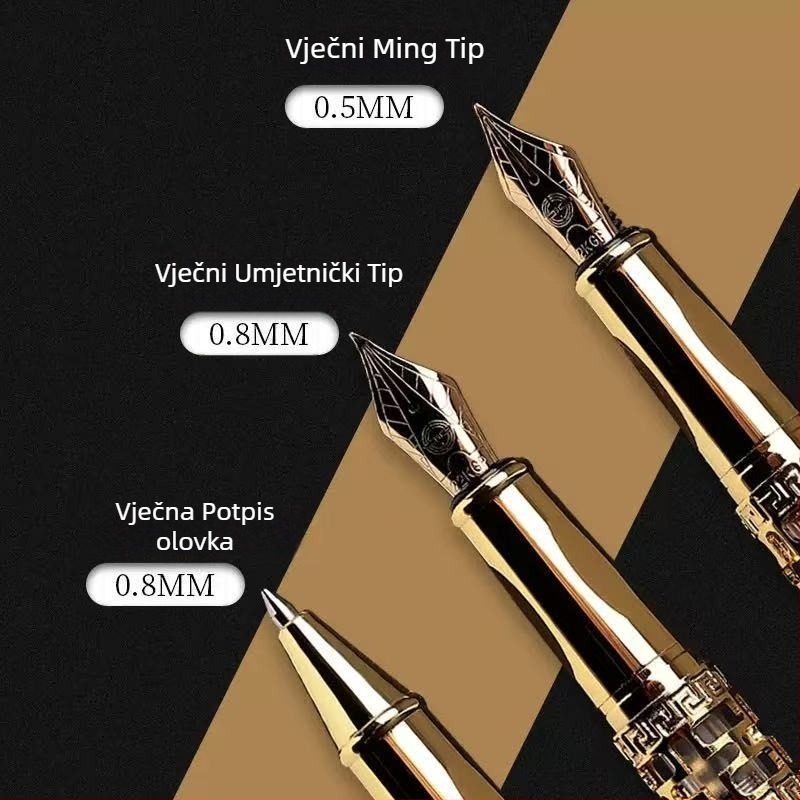Uredsko set pisaćih olovaka: fontana olovka s 0,5 mm vrhom od iridija, sustav kartridža, plastično kućište