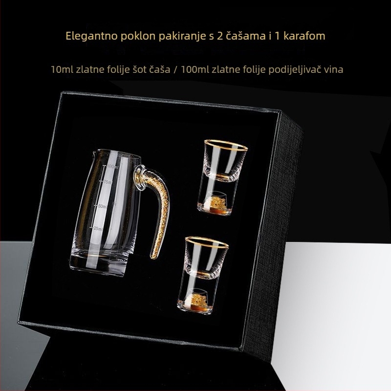 Set za vino u poklon kutiji – kristalno staklo, moderan minimalistički stil, otisnut logotip