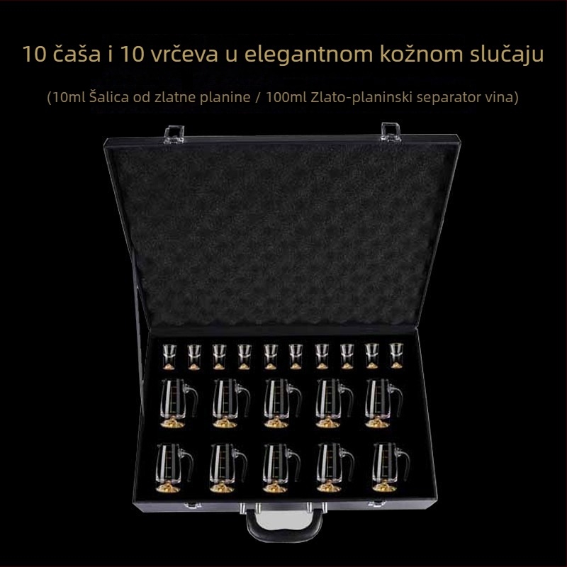 Set za vino u poklon kutiji – kristalno staklo, moderan minimalistički stil, otisnut logotip