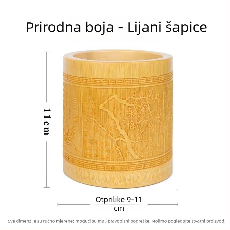 Držač olovke od bambusa, kružnog oblika, otisak loga, mogućnost prilagodbe, licencirana privatna marka