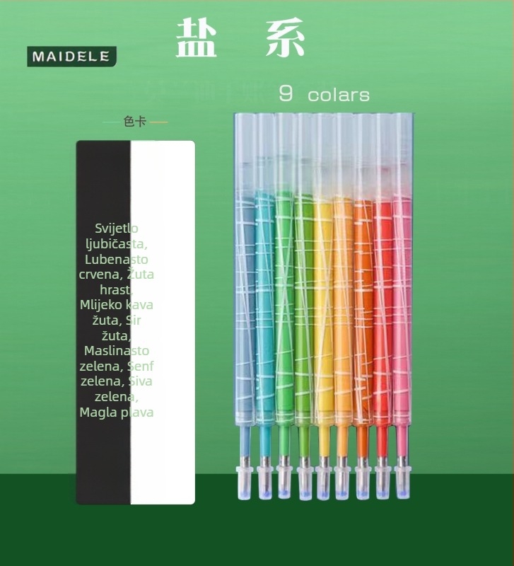 Set gel olovaka – Morandi serija, Jingxuan (Plastično kućište; Vrh od nehrđajućeg čelika; Neizbrisiva tinta)