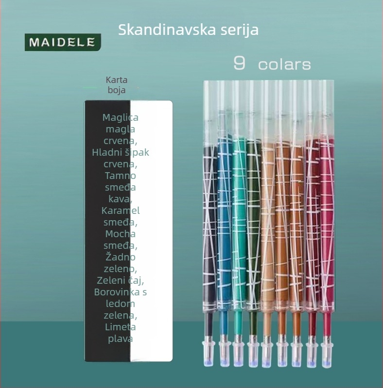 Set gel olovaka – Morandi serija, Jingxuan (Plastično kućište; Vrh od nehrđajućeg čelika; Neizbrisiva tinta)