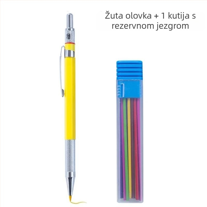 Jedinstvena metalna mehanička olovka s fiksnim mehanizmom i grafitnim jezgom za pisanje i crtanje