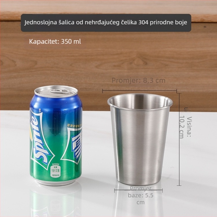 Čaša za pivo od nehrđajućeg čelika 304 za kampiranje, jednovrstan, mat završnica, kapacitet 401-500 ml, zlatna boja