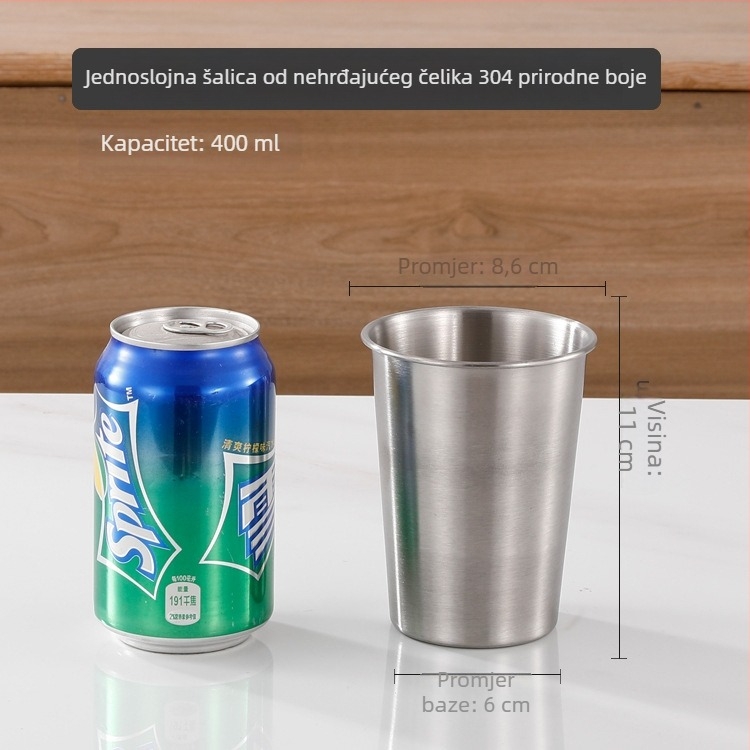Čaša za pivo od nehrđajućeg čelika 304 za kampiranje, jednovrstan, mat završnica, kapacitet 401-500 ml, zlatna boja