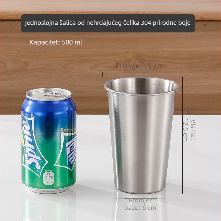 Čaša za pivo od nehrđajućeg čelika 304 za kampiranje, jednovrstan, mat završnica, kapacitet 401-500 ml, zlatna boja