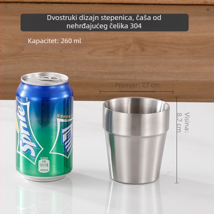 Čaša za pivo od nehrđajućeg čelika 304 za kampiranje, jednovrstan, mat završnica, kapacitet 401-500 ml, zlatna boja