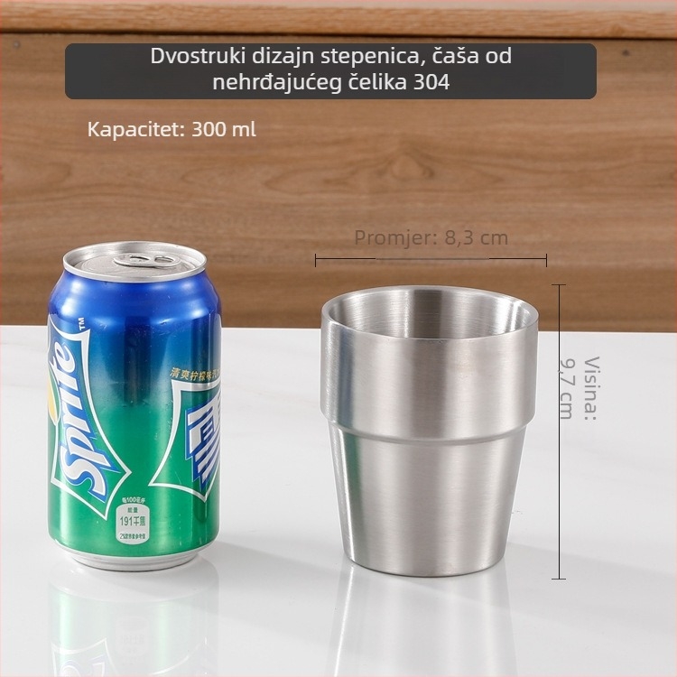 Čaša za pivo od nehrđajućeg čelika 304 za kampiranje, jednovrstan, mat završnica, kapacitet 401-500 ml, zlatna boja