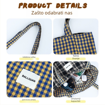 Pluš tašna za pazuh s kariranim i leopard uzorkom, uspravni kvadratni oblik, zatvarač