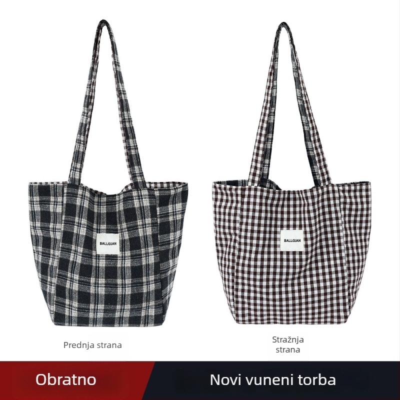 Pluš tašna za pazuh s kariranim i leopard uzorkom, uspravni kvadratni oblik, zatvarač