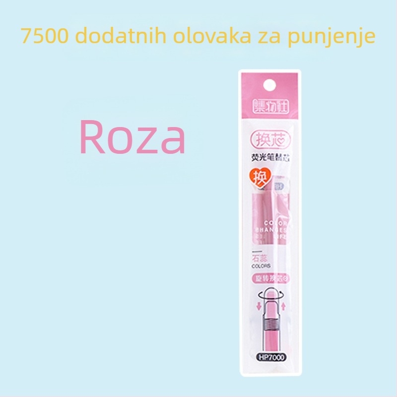 Fluorescentni marker s zamjenjivim jezgrom i mekanim vrhom (Model HP7500; Plastično kućište; 6 komada u maloj kutiji; Zamjenjiva jezgra; Mekan vrh)