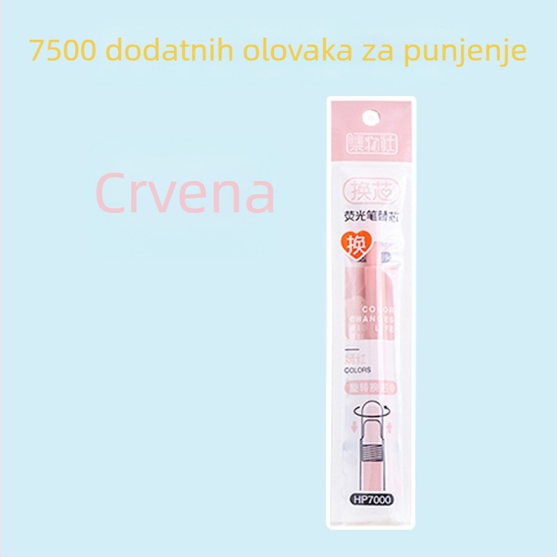 Fluorescentni marker s zamjenjivim jezgrom i mekanim vrhom (Model HP7500; Plastično kućište; 6 komada u maloj kutiji; Zamjenjiva jezgra; Mekan vrh)