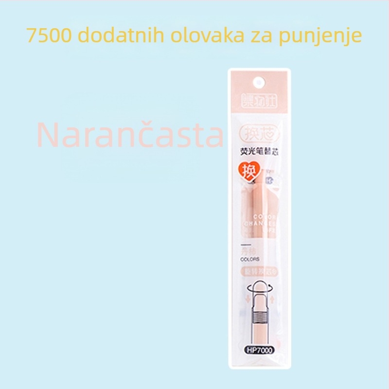 Fluorescentni marker s zamjenjivim jezgrom i mekanim vrhom (Model HP7500; Plastično kućište; 6 komada u maloj kutiji; Zamjenjiva jezgra; Mekan vrh)