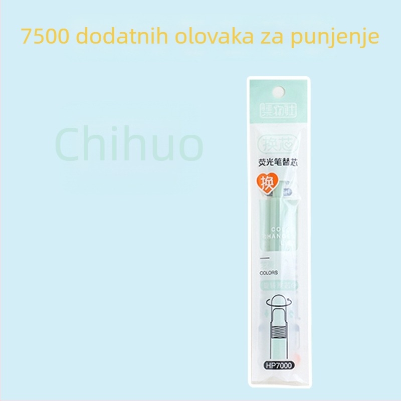 Fluorescentni marker s zamjenjivim jezgrom i mekanim vrhom (Model HP7500; Plastično kućište; 6 komada u maloj kutiji; Zamjenjiva jezgra; Mekan vrh)