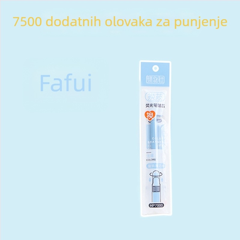 Fluorescentni marker s zamjenjivim jezgrom i mekanim vrhom (Model HP7500; Plastično kućište; 6 komada u maloj kutiji; Zamjenjiva jezgra; Mekan vrh)