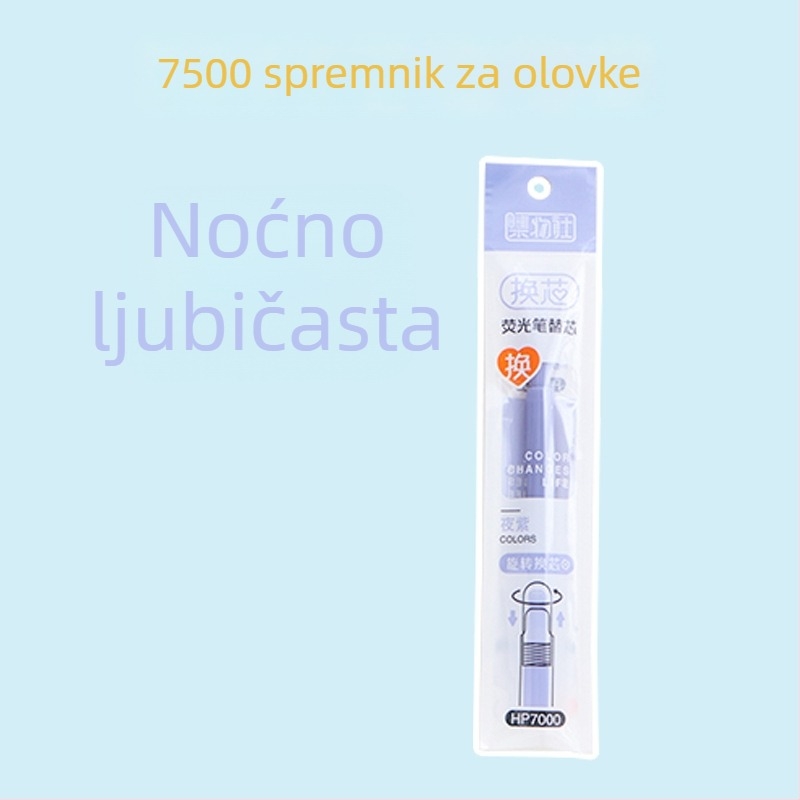 Fluorescentni marker s zamjenjivim jezgrom i mekanim vrhom (Model HP7500; Plastično kućište; 6 komada u maloj kutiji; Zamjenjiva jezgra; Mekan vrh)