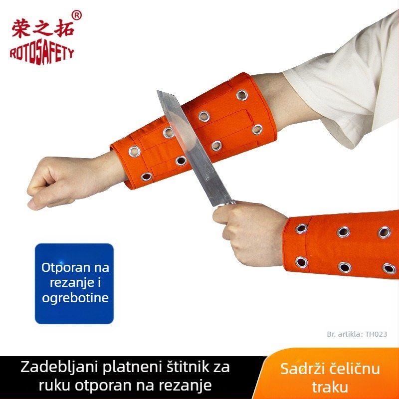 Zaštitni rukav za podlakticu s željeznim prstenom, otporan na rezanje i ogrebotine, za rukovanje staklom u tvornicama, s integriranom čeličnom trakom, debeli, otporan na habanje