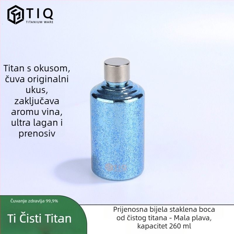 Titanijska bočica za vino – velika kapaciteta, cilindričnog oblika, zatvorena, prenosiva za vanjsku i kućnu upotrebu