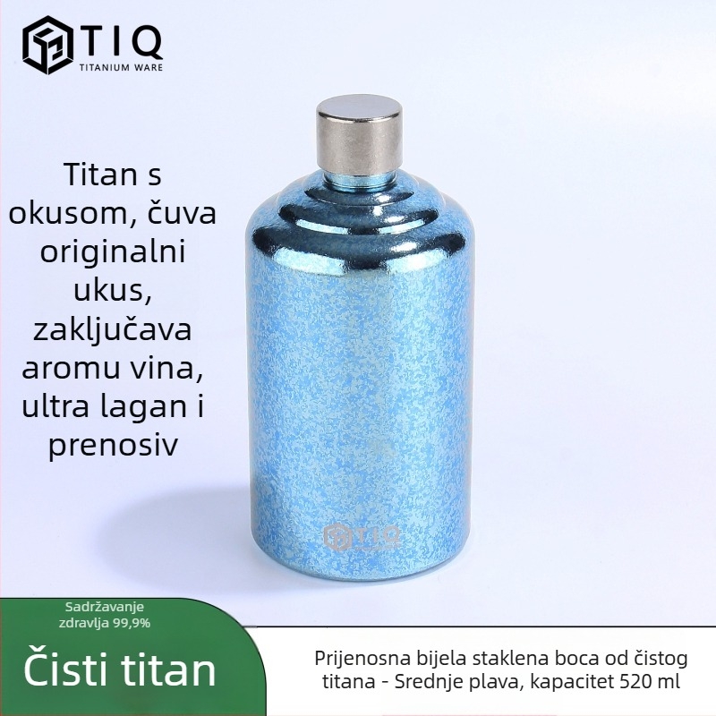 Titanijska bočica za vino – velika kapaciteta, cilindričnog oblika, zatvorena, prenosiva za vanjsku i kućnu upotrebu