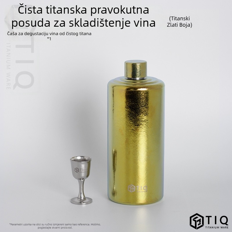 Titanijska bočica za vino – velika kapaciteta, cilindričnog oblika, zatvorena, prenosiva za vanjsku i kućnu upotrebu