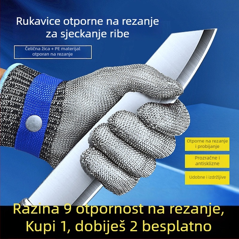 Rukavice otporne na posjekotine, razina 9, pet prstiju od 316L nehrđajućeg čelika za rad