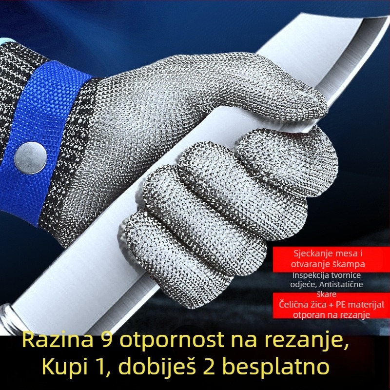 Rukavice otporne na posjekotine, razina 9, pet prstiju od 316L nehrđajućeg čelika za rad