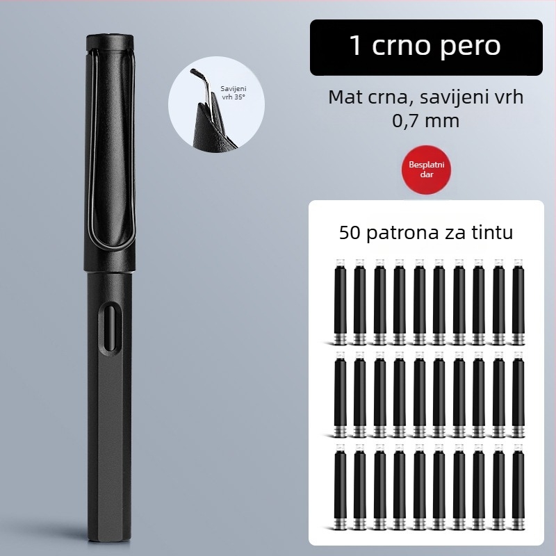 Kaligrafski vrh PD0019024 s 0.7 zakrivljenim vrhom i 1.0 zakrivljenim vrhom, iridij vrh, universalni sustav dotoka tinte 3,4 mm
