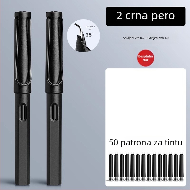 Kaligrafski vrh PD0019024 s 0.7 zakrivljenim vrhom i 1.0 zakrivljenim vrhom, iridij vrh, universalni sustav dotoka tinte 3,4 mm