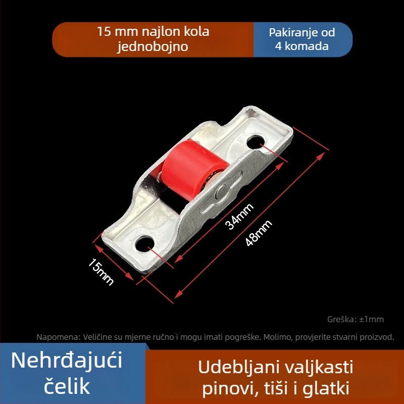 Donji vodilni valjak za prozore i vrata (Materijal: nehrđajući čelik; Model: 80/88; Marka: Spring shaping; Namjena: prozori i vrata; Stil: moderni minimalistički)