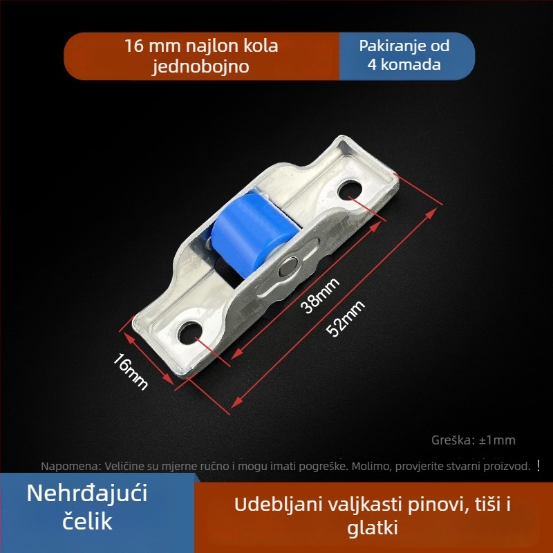 Donji vodilni valjak za prozore i vrata (Materijal: nehrđajući čelik; Model: 80/88; Marka: Spring shaping; Namjena: prozori i vrata; Stil: moderni minimalistički)