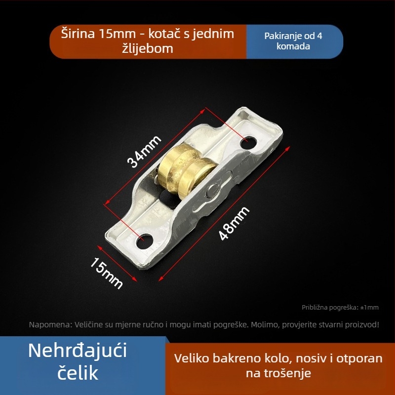 Donji vodilni valjak za prozore i vrata (Materijal: nehrđajući čelik; Model: 80/88; Marka: Spring shaping; Namjena: prozori i vrata; Stil: moderni minimalistički)