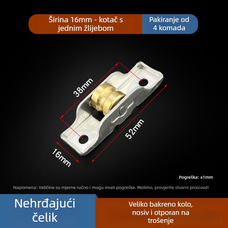 Donji vodilni valjak za prozore i vrata (Materijal: nehrđajući čelik; Model: 80/88; Marka: Spring shaping; Namjena: prozori i vrata; Stil: moderni minimalistički)