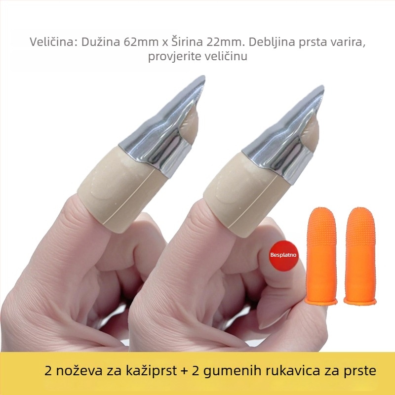 Nehrđajući čelični zaščitnik prsta – Višestruki alat za njegu noktiju, berbu graha i guljenje povrća