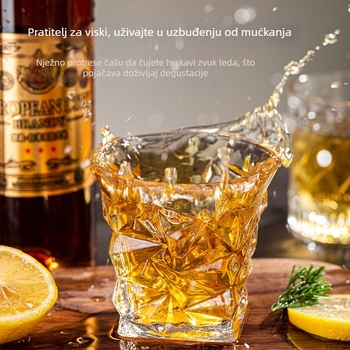 Set čaša za viski od kristalnog stakla - moderni minimalistički stil; zapremina 301-400 ml; više od 10 kom; mogućnost tiskanja logotipa