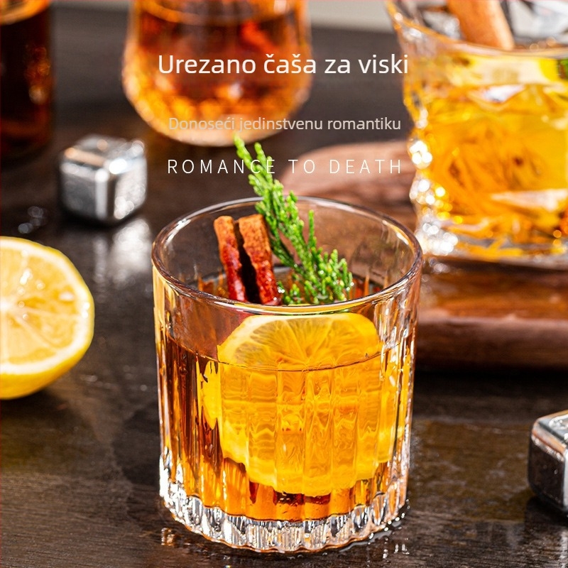 Set čaša za viski od kristalnog stakla - moderni minimalistički stil; zapremina 301-400 ml; više od 10 kom; mogućnost tiskanja logotipa