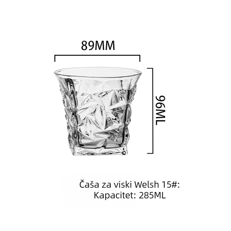 Set čaša za viski od kristalnog stakla - moderni minimalistički stil; zapremina 301-400 ml; više od 10 kom; mogućnost tiskanja logotipa