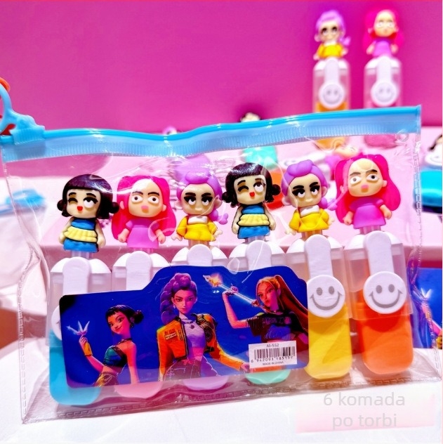 AL 6-dijelni set fluorescentnih flomastera, plastično kućište, PVC vrećica, neizbrisivo, model Hunter Demon Girl Group