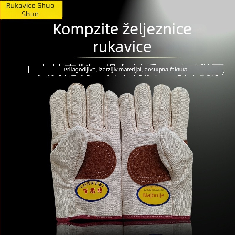 Platnene rukavice za zavarivanje s punom podstavom, dvostrukim slojem, ojačane za rad u radionama i na gradilištu