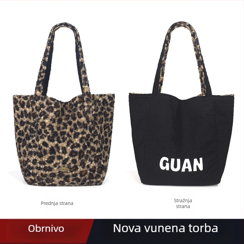 Reverzibilna pliš torba Tote, podlaktni stil, vertikalni kvadratni oblik, zaključavanje, unutarnja džep sa zipom