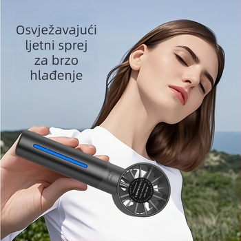 Ručni USB punjivi ventilator s raspršivačem, brushless motor, 5 lopatica, 5 brzina, ugrađena baterija 1000–1200mAh, za vanjsku upotrebu