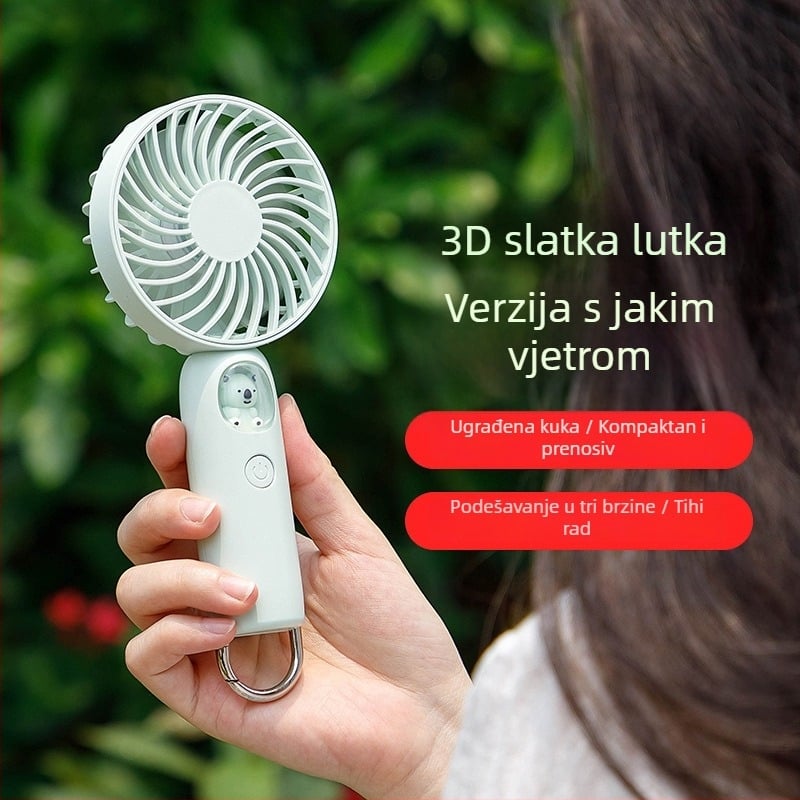 Ručni ventilator u obliku lutke, USB punjivi, tih, prenosiv za hlađenje na otvorenom