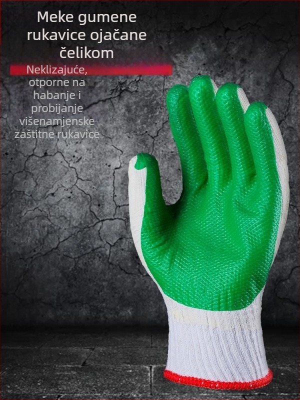 Gumene rukavice za zaštitu na radu, otporne na habanje, deblje, za građevinske radove, s odvojenim prstima, otporne na rezanje i probijanje