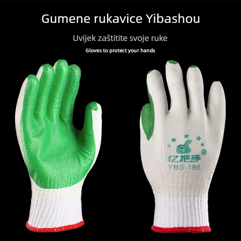 Gumene rukavice za zaštitu na radu, otporne na habanje, deblje, za građevinske radove, s odvojenim prstima, otporne na rezanje i probijanje