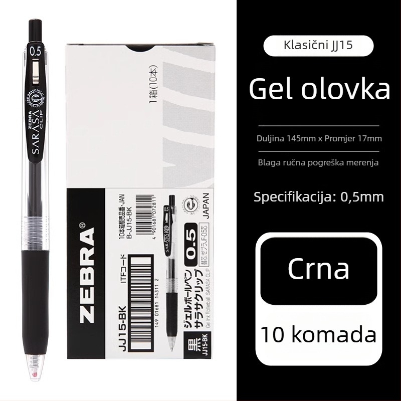 Zebra JJ15 gel olovka, tinta na bazi vode, plastično tijelo