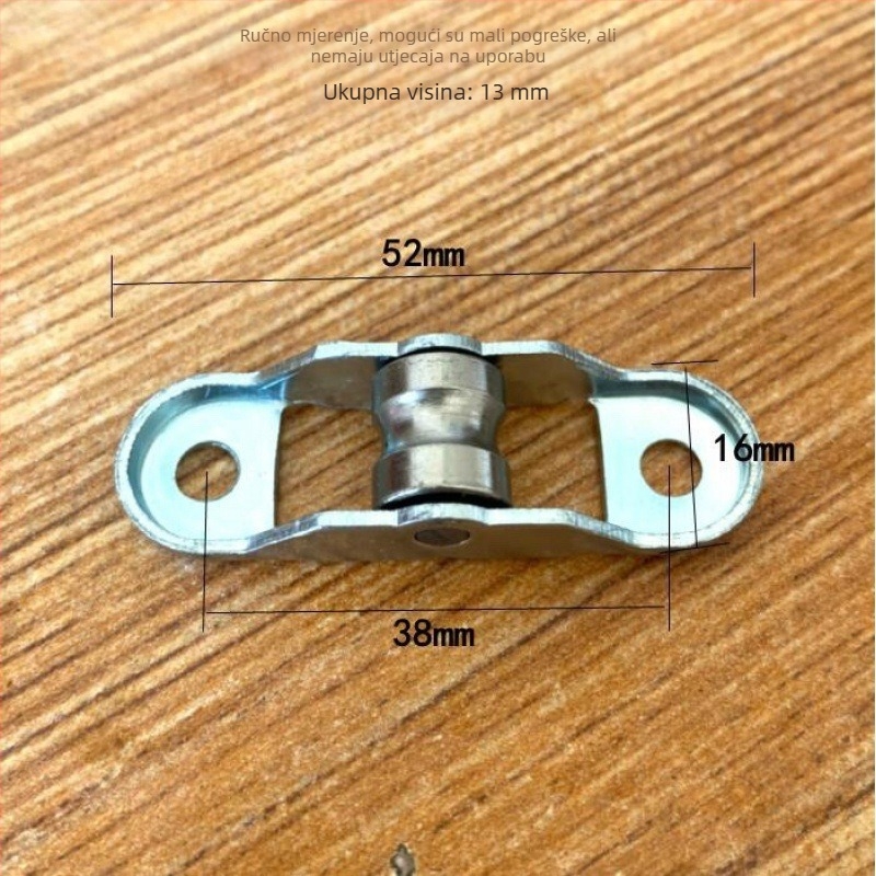 Donji komplet kotačića za plastično-čelična vrata i klizne staklene prozore - debljina zida 1 mm, vanjski promjer 1 mm, promjer osovine 1 mm, polumjer kanala za užad 1 mm