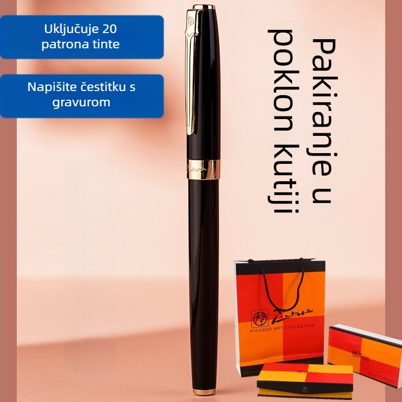 Picasso 717 pisalo za kaligrafiju s iridijskim vrhom, metalno tijelo, rotacijski sustav apsorpcije tinte, kutija za poklon