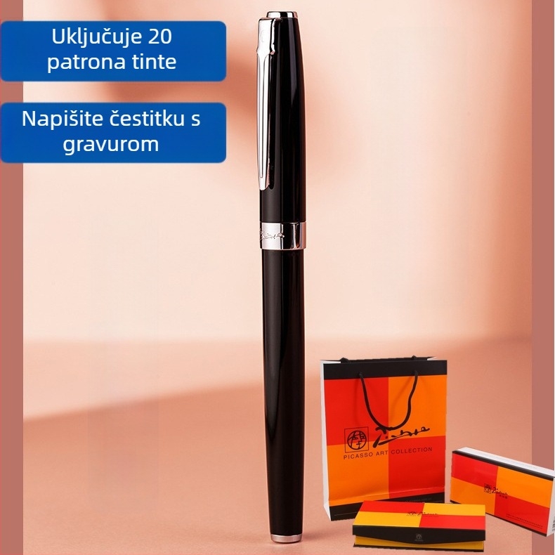 Picasso 717 pisalo za kaligrafiju s iridijskim vrhom, metalno tijelo, rotacijski sustav apsorpcije tinte, kutija za poklon