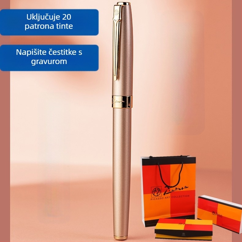 Picasso 717 pisalo za kaligrafiju s iridijskim vrhom, metalno tijelo, rotacijski sustav apsorpcije tinte, kutija za poklon