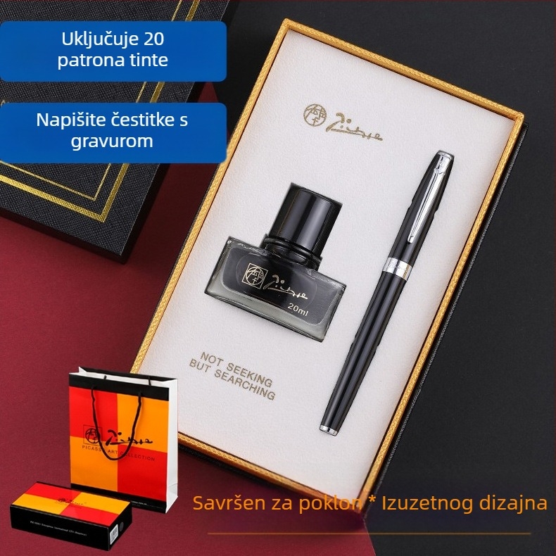 Picasso 717 pisalo za kaligrafiju s iridijskim vrhom, metalno tijelo, rotacijski sustav apsorpcije tinte, kutija za poklon