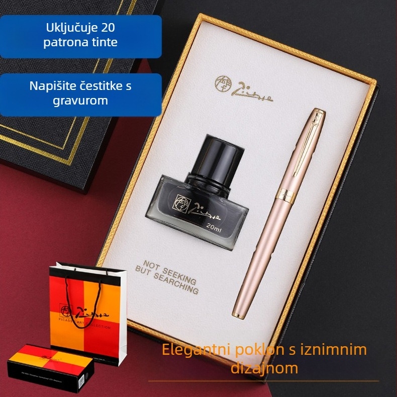 Picasso 717 pisalo za kaligrafiju s iridijskim vrhom, metalno tijelo, rotacijski sustav apsorpcije tinte, kutija za poklon